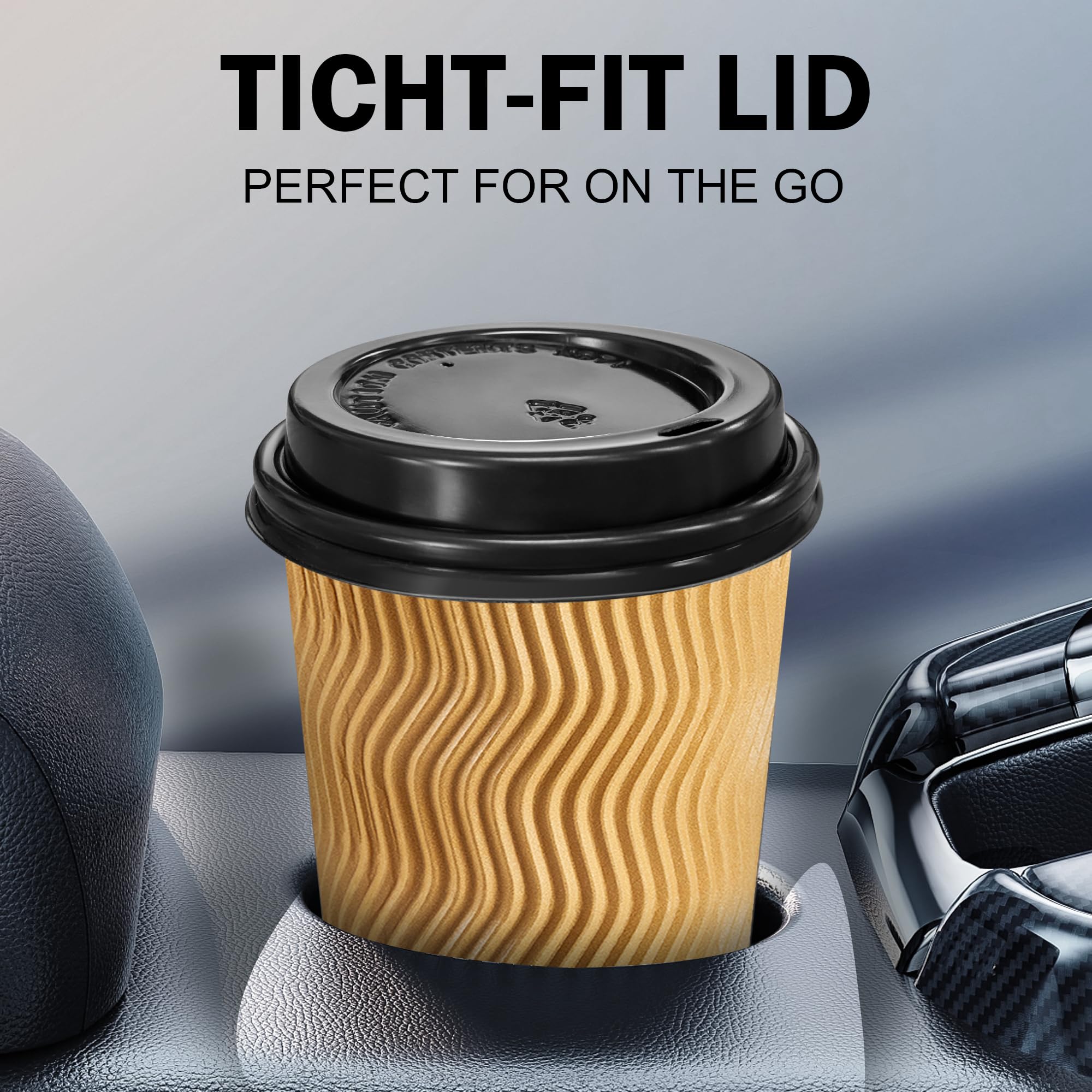 Clawsoff 240 Pack Disposable Coffee Cup lids, 3.54'' Leak-Proof Disposable Plastic Cup Lids for 10, 12, 16, 20oz Paper Cups, Hot/Cold Drinking Cup Lids, Black