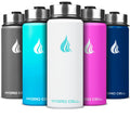 HYDRO CELL Stainless Steel Insulated Water Bottle with Straw - for Cold & Hot Drinks - Metal Vacuum Flask with Screw Cap and Modern Leakproof Sport Thermos for Adults (White 18oz)