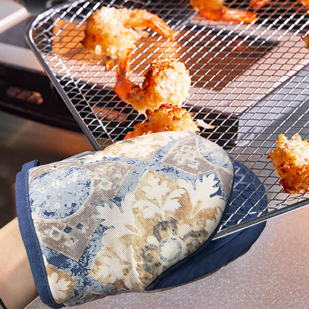 Mini Silicone Oven Mitts, Heat Resistant Kitchen Mittens 2-Pack Set
