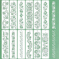 12 Pcs Large Flower Border Stencils for Painting, Reusable Plastic Floral Edge Baking Decorating Vine Stencil Tool, Painting Templates for DIY Cake Wood Wall Tile Furniture Canvas Craft, 3" x 11.8"