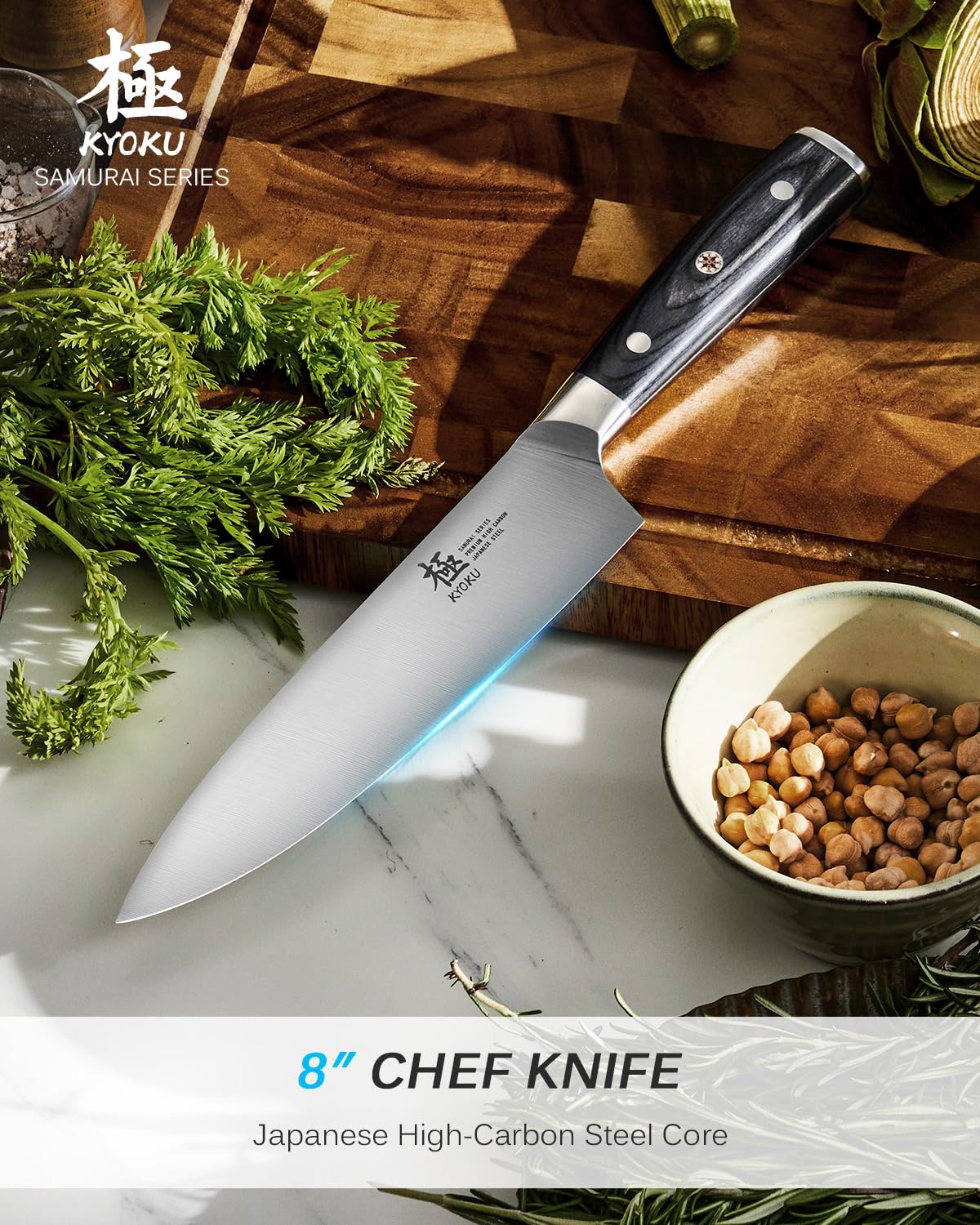 KYOKU 8" Chef Knife - Japanese High Carbon Steel Meat Vegetable Knife