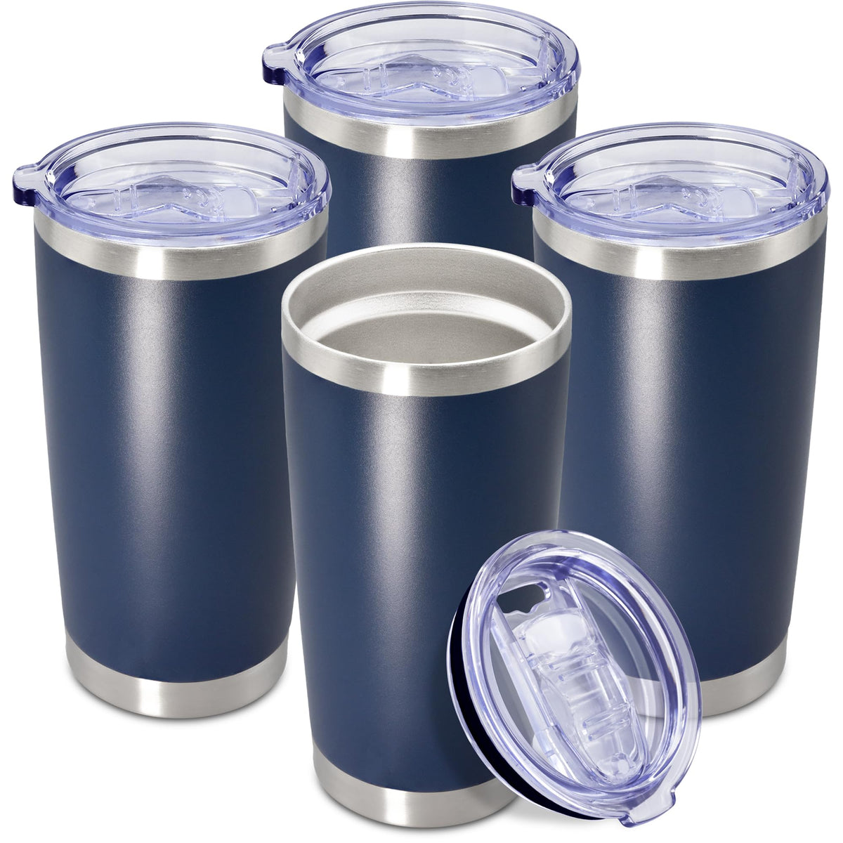 20oz Tumbler Insulated Coffee Tumblers with Lid Stainless Steel Black 8P
