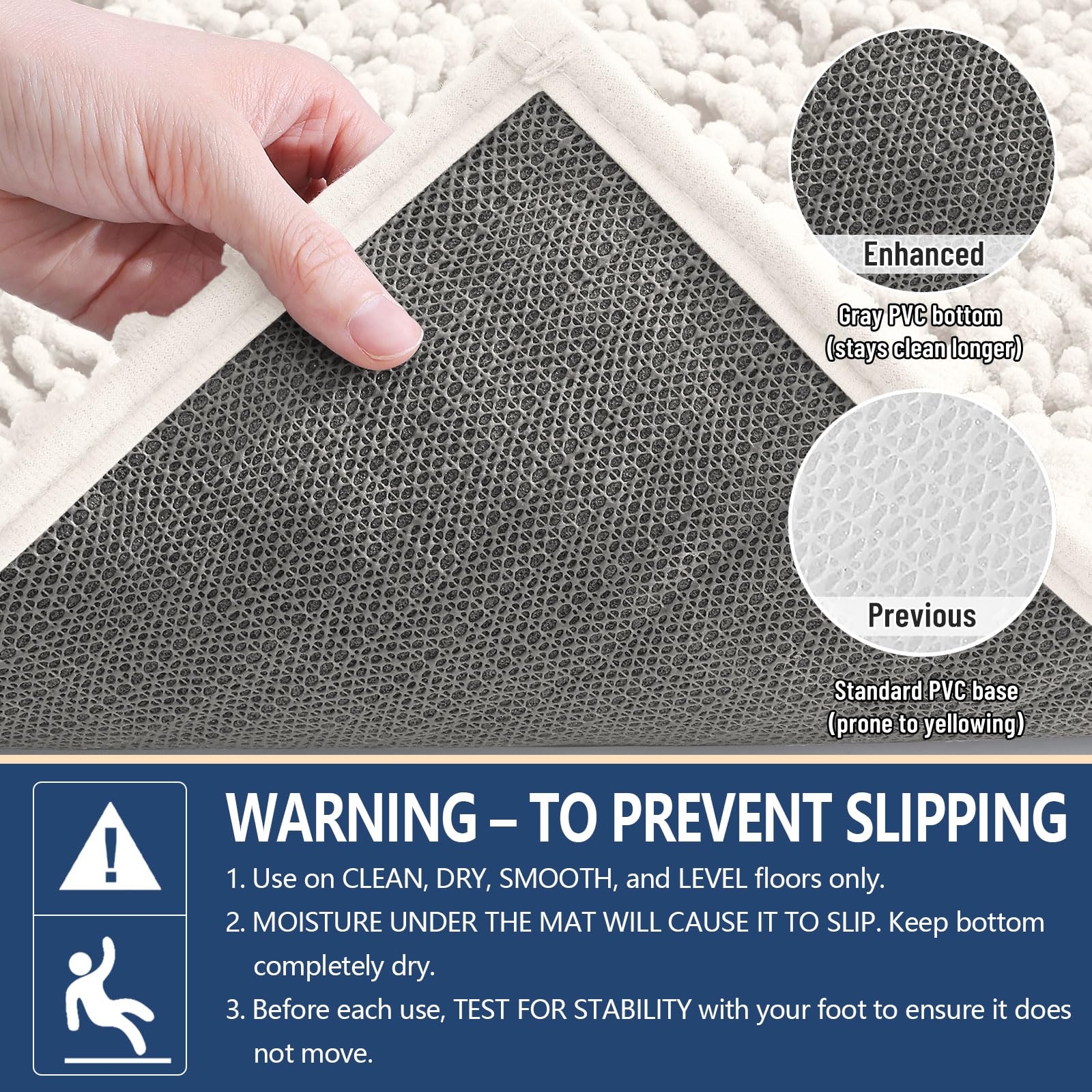 Arotive Bathroom Rugs Mat 34x21, Soft Absorbent Chenille Shaggy Bath Mat