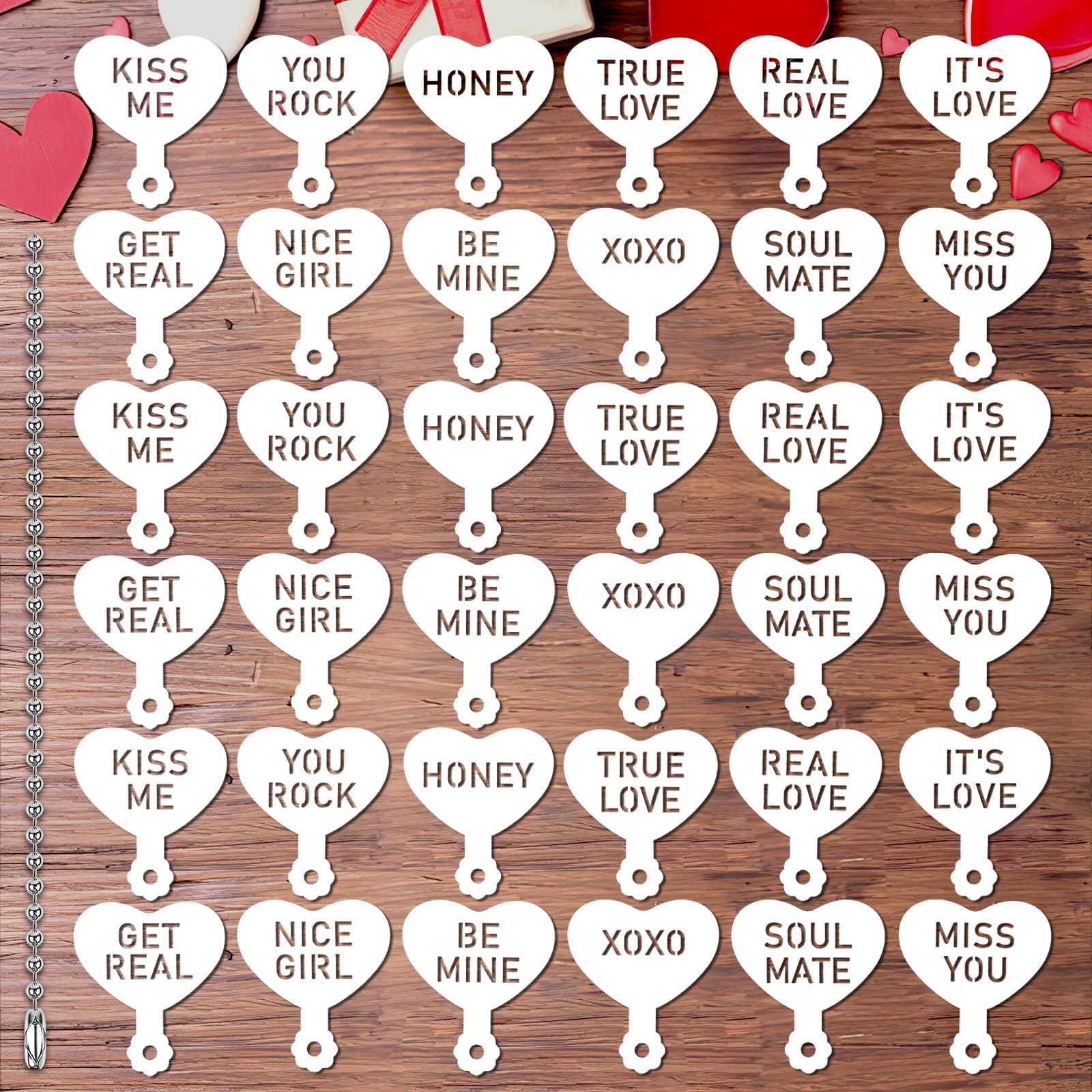 36 Pcs Valentine's Day Conversation Hearts Cookie Stencils for Baking