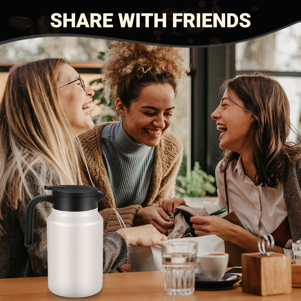 WYHVAND Insulated Coffee Carafe, 51 oz, Keeps Hot for 12H, Cream