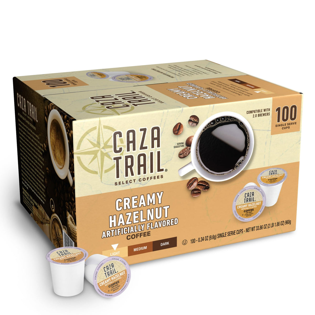 Caza Trail Coffee Pods, Blonde Roast, Single Serve (Packing May Vary), 100 Count (Pack of 1)