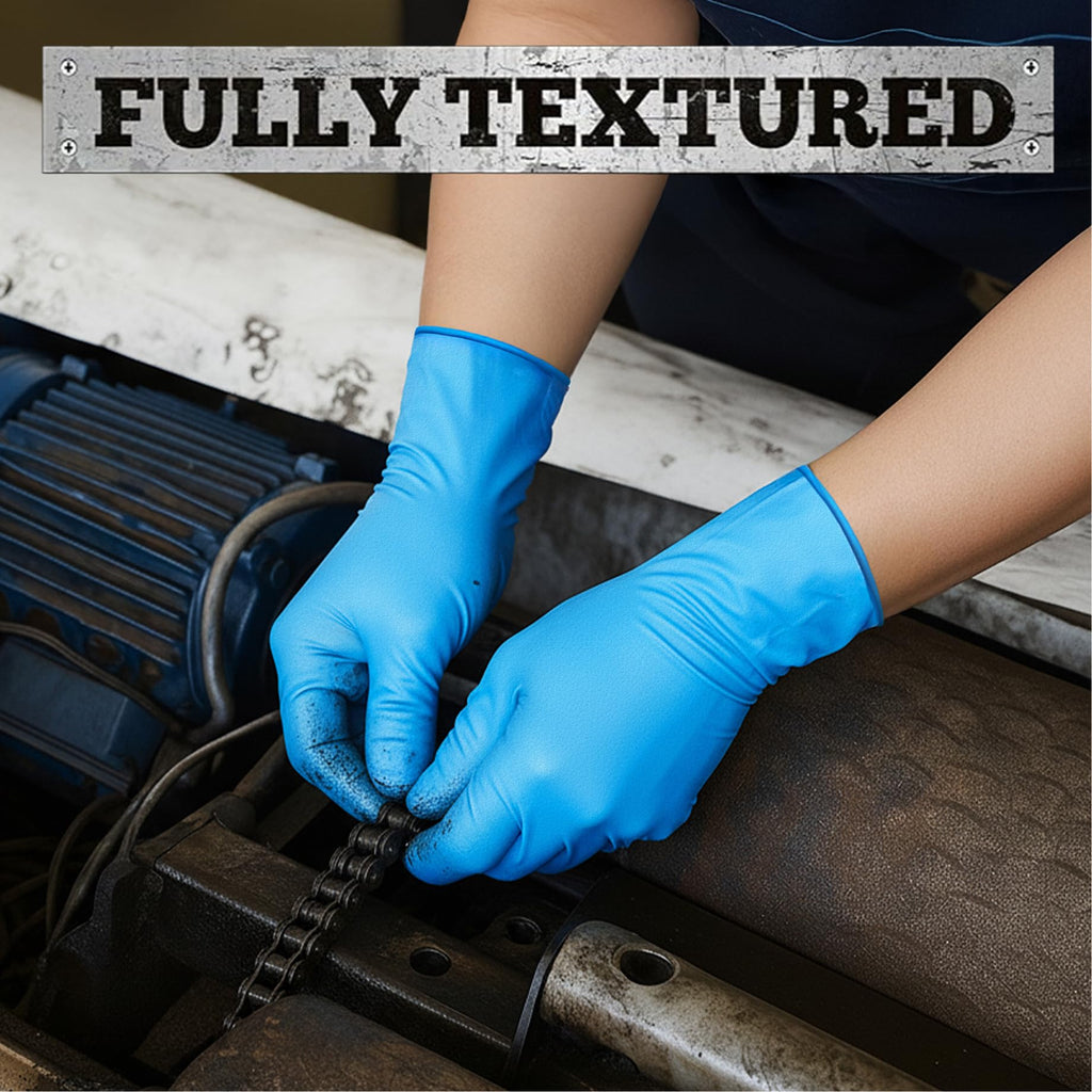 TitanFlex Heavy-Duty Blue Disposable Nitrile Gloves, Small, Box of 100, 6-mil, Fully Textured, Powder-Free, Latex-Free