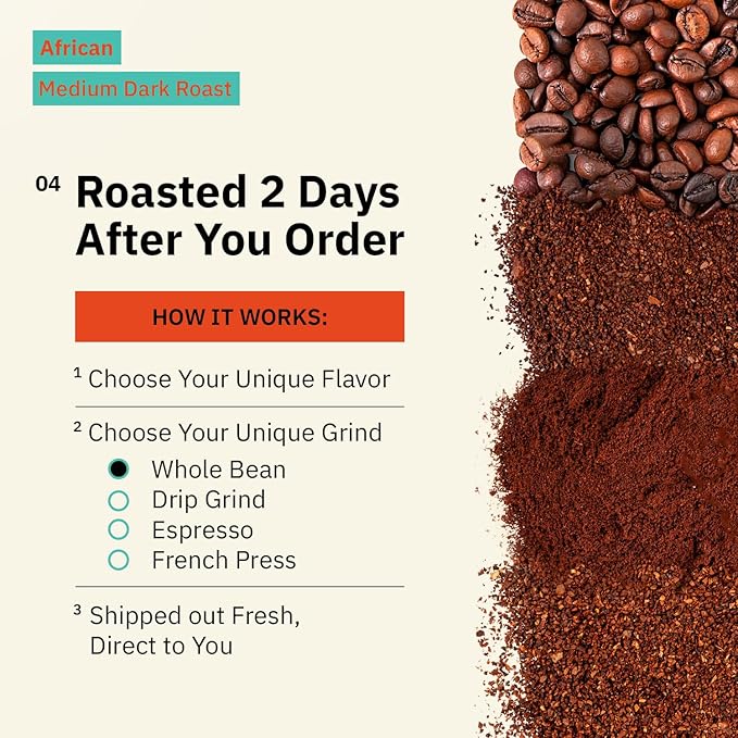 Horn of Africa Signature Reserve Espresso Beans - Medium Dark Roast Coffee, Freshly Roasted To Order Whole Bean Coffee, Specialty Grade, Fair Trade and Non-GMO African Espresso - 12 oz