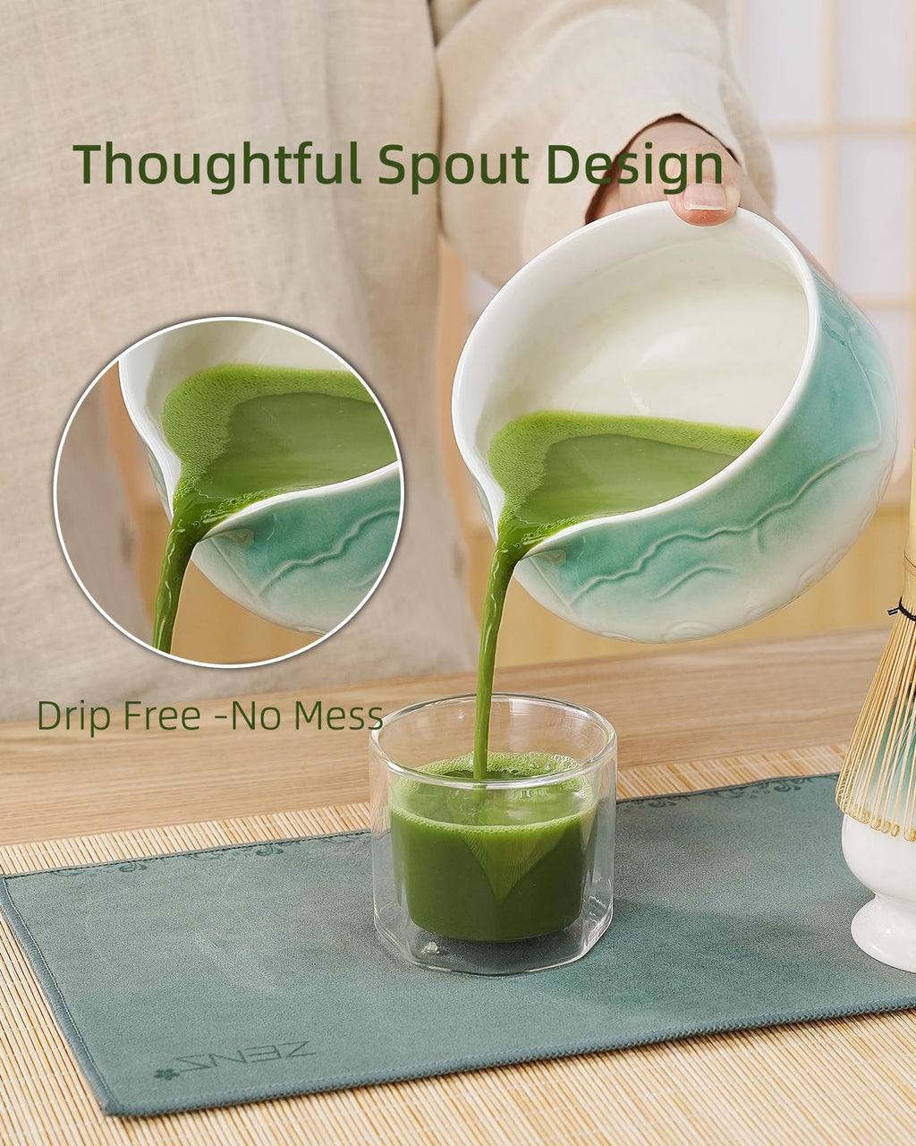 ZENS Premium Matcha Whisk Set, 5pcs Tea Ceremony Gift for Matcha Lovers