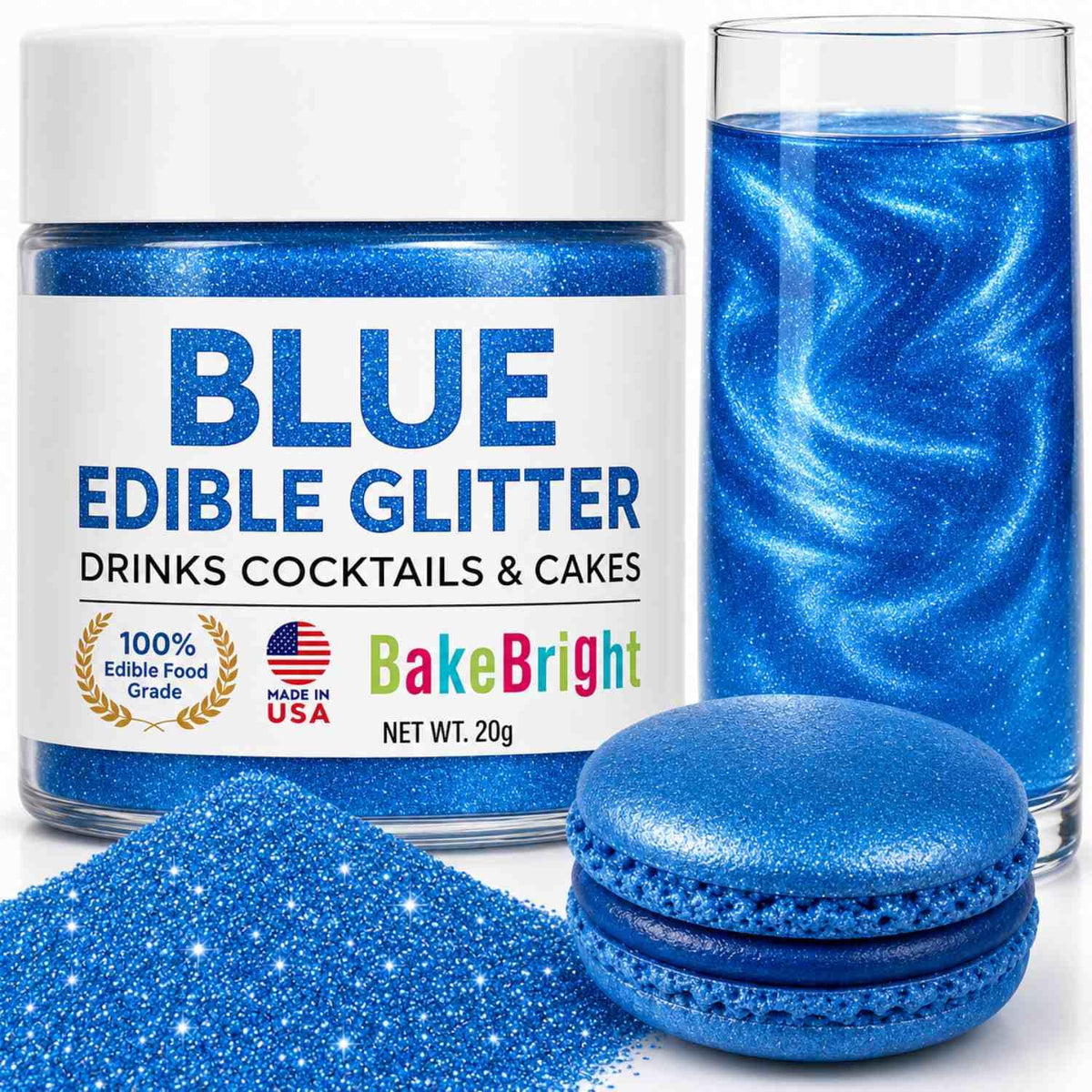 Bulk 20g Black Edible Glitter for Drinks | Premium Edible Glitter for Cakes, Cocktails, Black Cake Decorating Decorations Food Grade, Vegan, Kosher, Halal, Gluten Free - Made in USA