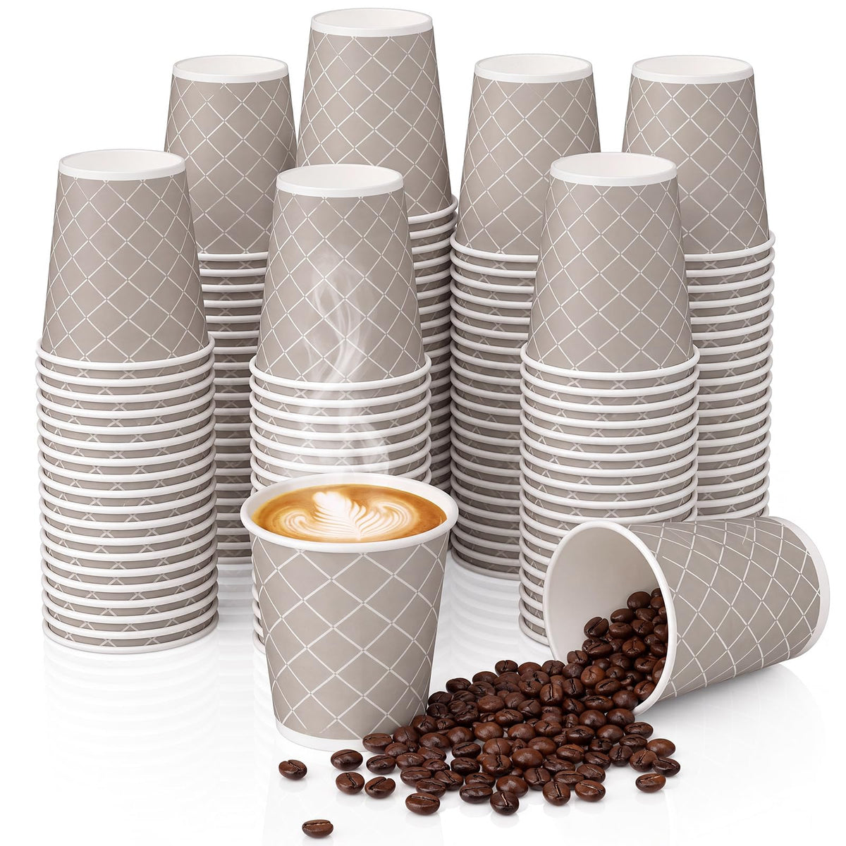 Rtteri 100 Pcs Count 3 oz Disposable Coffee Cups Disposable Espresso Cups Small Paper Cups 3 oz Cups for Coffee Tea Cocoa Juice Mini Paper Cups for Cafes Offices and Home