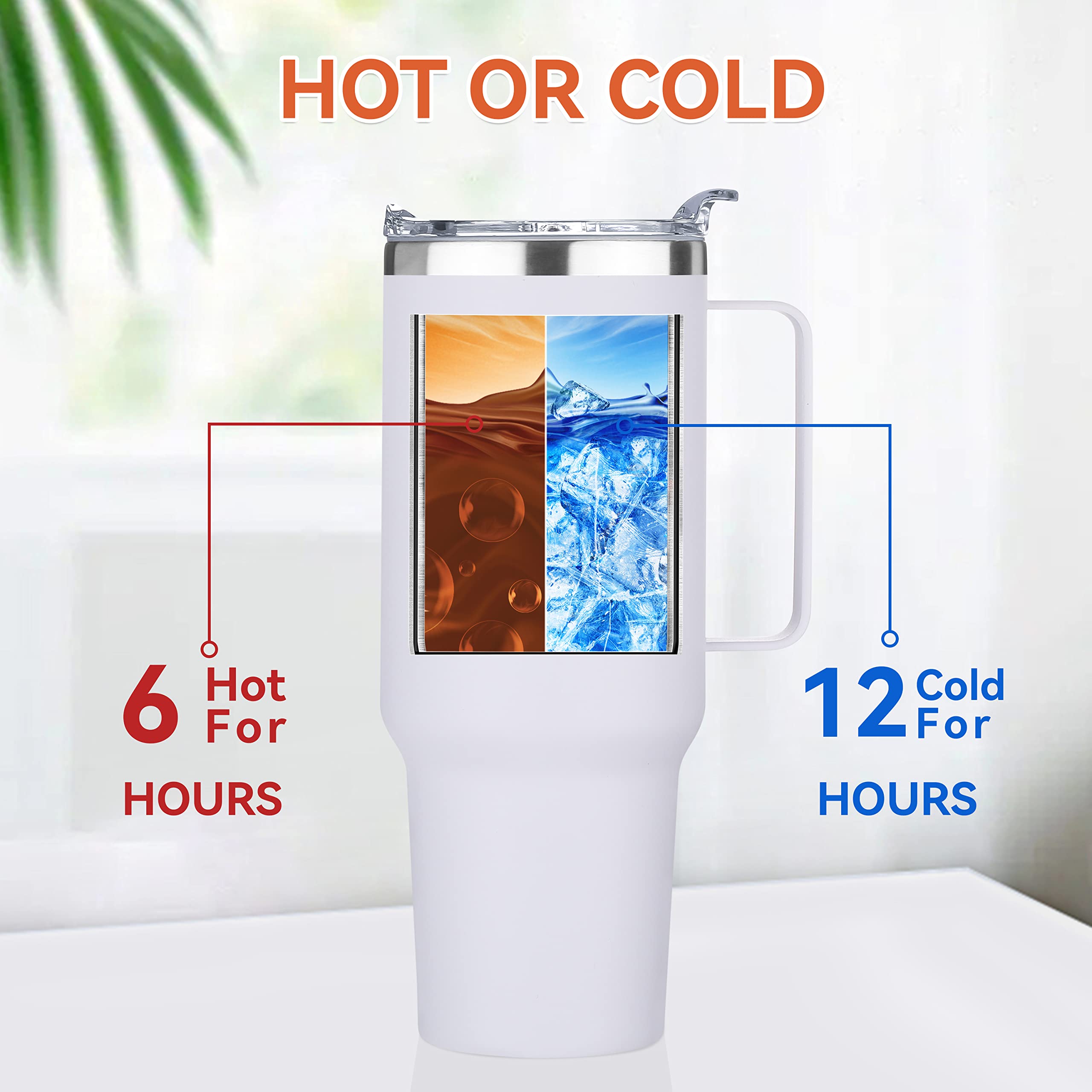 HASLE OUTFITTERS 40 oz Stainless Steel Tumbler with Handle, Vacuum Insulated Tumblers Bulk, Reusable Double Wall Travel Coffee Mug, Durable Powder Coated Water Bottles(White, 4)