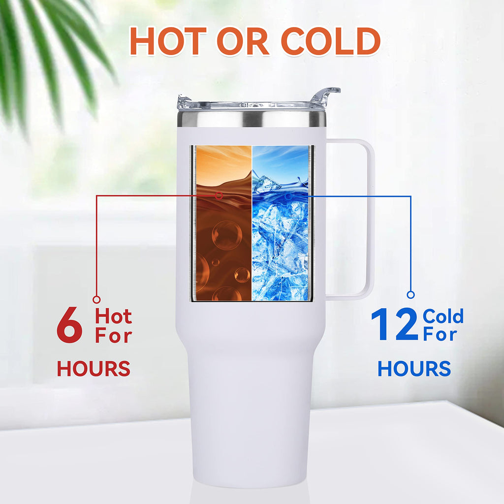 HASLE OUTFITTERS 40 oz Stainless Steel Tumbler with Handle, Vacuum Insulated Tumblers Bulk, Reusable Double Wall Travel Coffee Mug, Durable Powder Coated Water Bottles(White, 4)