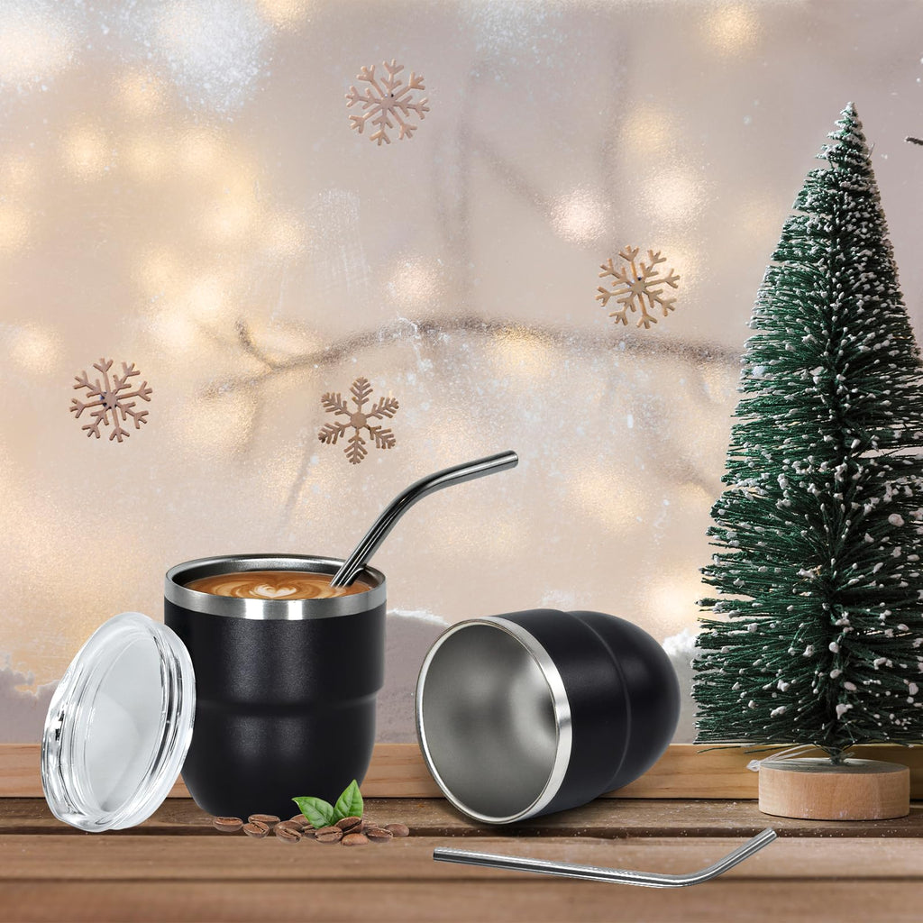 CHLJAR Espresso Cups, 4oz Insulated Espresso Cup Set of 2, Espresso Shot Cups, Stainless Steel Espresso Glasses, Stackable Mini Tumbler, Small Cup for Coffee