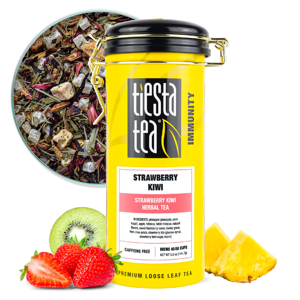 Tiesta Tea Strawberry Kiwi Herbal Tea Loose Leaf Fruit Tea Blend 16oz
