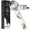 54mm Bottomless Portafilter Modern Handle – Includes Stainless Steel Naked Basket – Fits Breville Barista Express & 54mm Breville Espresso Machines - Espresso Machine Accessories – White