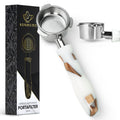 Bspresimo 54mm Bottomless Portafilter Modern Handle – Includes Stainless Steel Naked Basket – Fits Breville Barista Express & 54mm Breville Espresso Machines - Espresso Machine Accessories – White