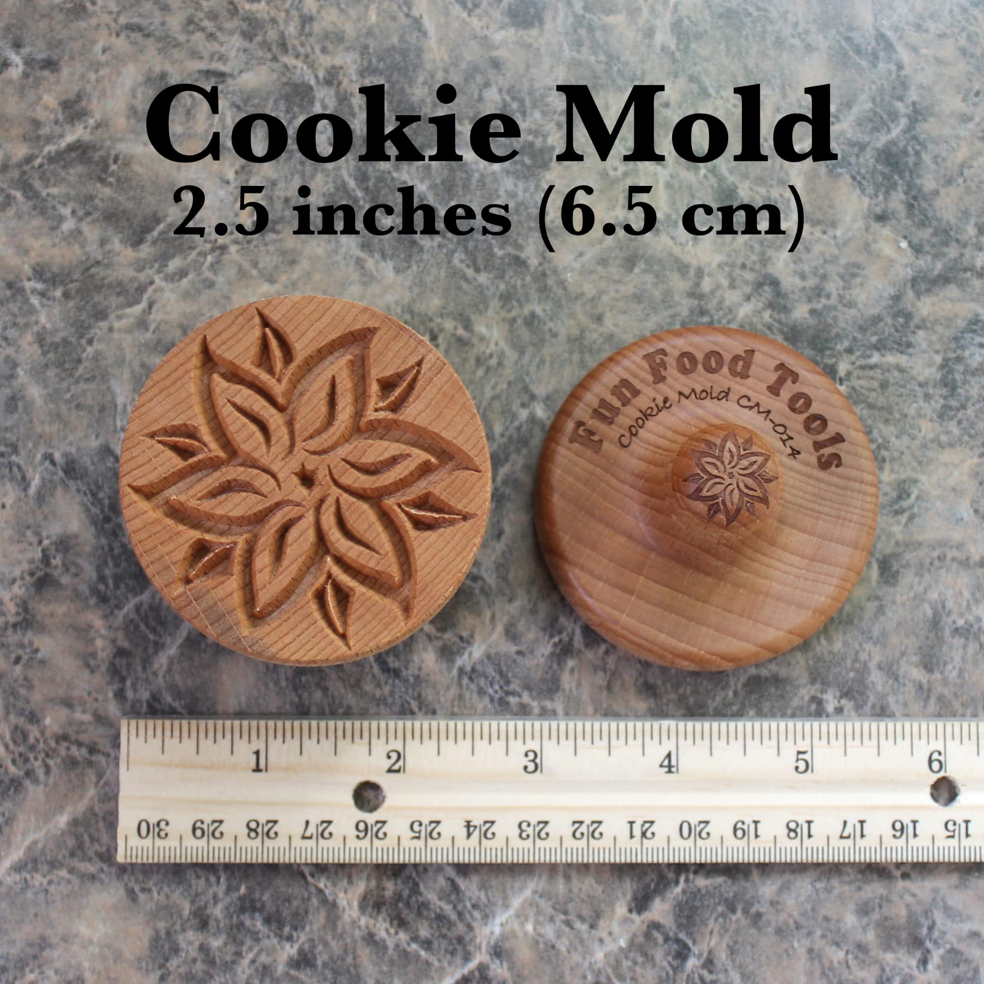 Fun Food Tools, Wood Cookie Stamp, 2.5 Inch (Poinsettia CS-014)