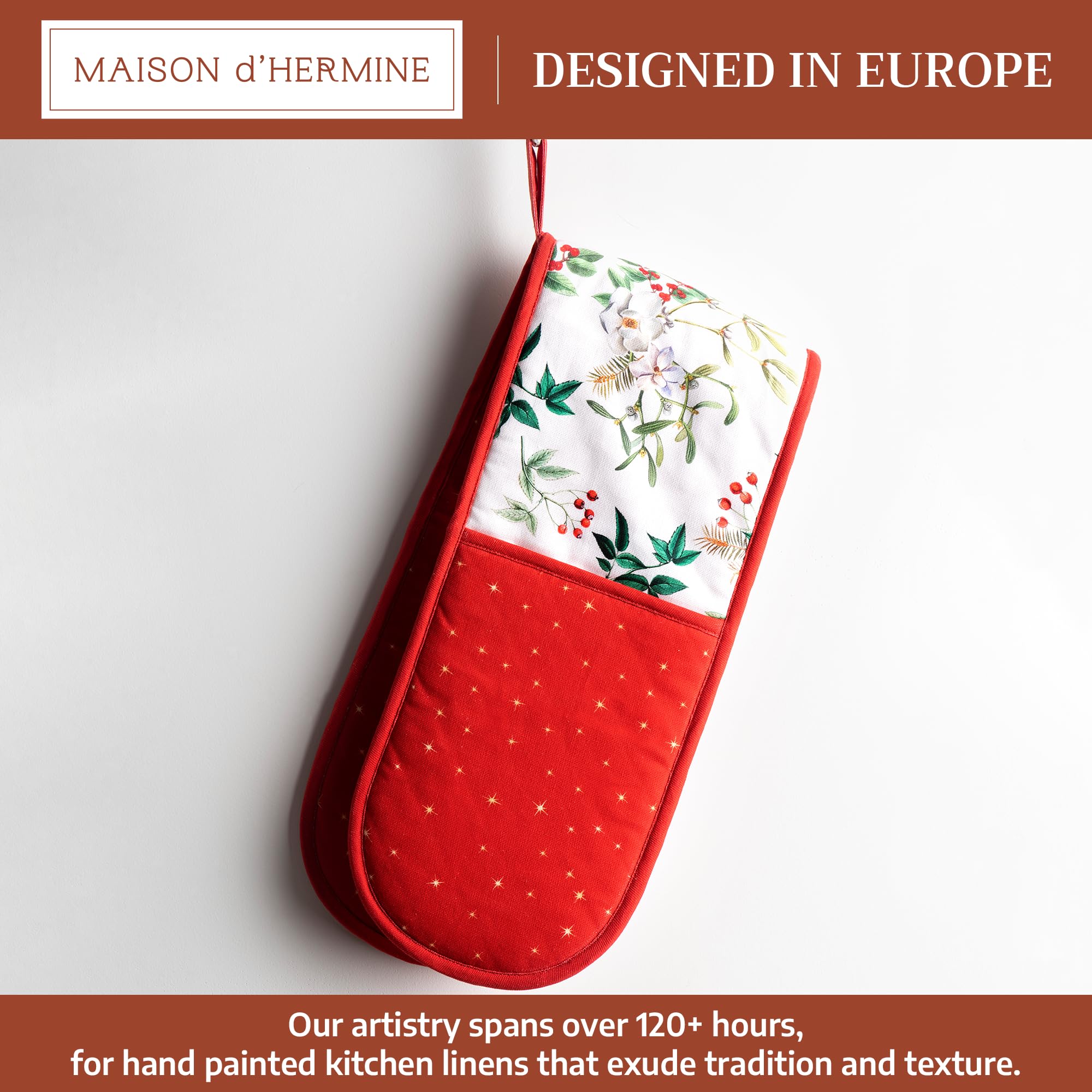 Maison d' Hermine Double Oven Mitts 100% Cotton Double Oven Glove (7"x35")