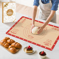 Non-Slip Silicone Baking Mat - 20x28 inch Extra Thick Pastry Mat with Measurements for Sourdough, Macarons, Bread, Pizza, Dough Rolling, Kneading, Oven Mat Heat Resistant to 480°F for Baker