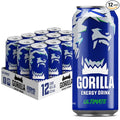 Gorilla Energy Original Energy Drink, Zero Sugar & 200mg Natural Caffeine, L-Theanine, Taurine, Ginseng, Acetyl L-Carnitine, B Vitamins, Sugar Free, and No Artificial Colors, 16 oz Cans, 12 Pack