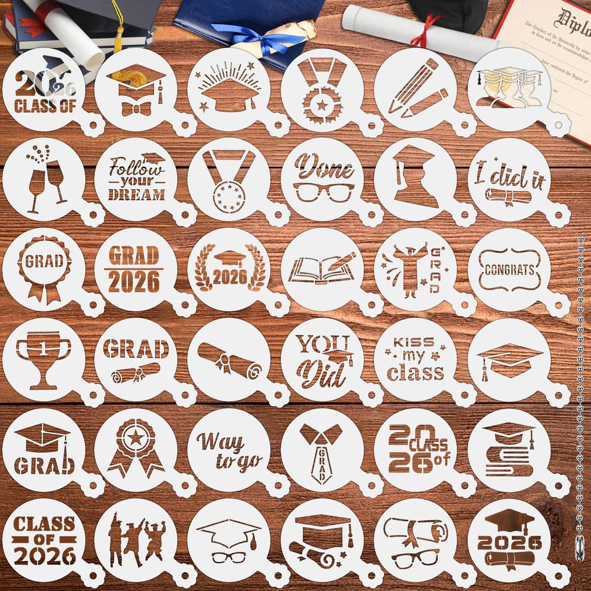 JULBEAR 36 Pcs Holiday Cookie Cake Stencils Baking Templates