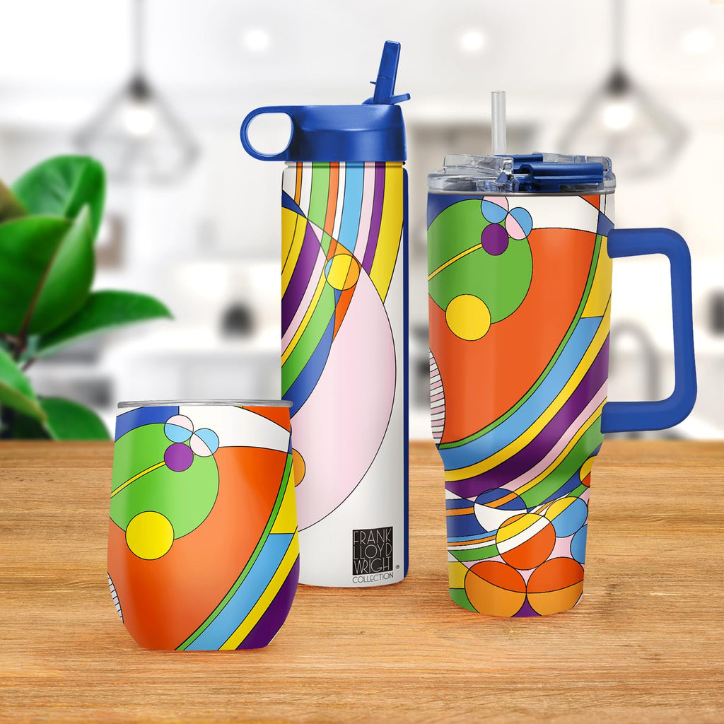 RainCaper 18/8 Stainless Steel Insulated Water Tumbler with Straw | 30oz, BPA-Free, Double Wall for Hot & Cold | Travel-Friendly, Cup Holder Ready (Frank Lloyd Wright March Balloons)