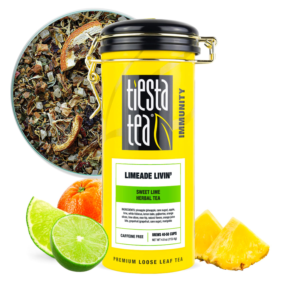 Tiesta Tea Strawberry Kiwi Herbal Tea Loose Leaf Fruit Tea Blend 16oz