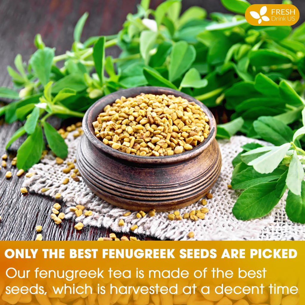 FreshDrinkUS, Premium 120 Fenugreek Tea Bags, 100% Natural & Pure from Fenugreek. Fenugreek Herbal Tea. Made with Natural Material Tea Bags. No Sugar, No Caffeine, No Gluten, Vegan.