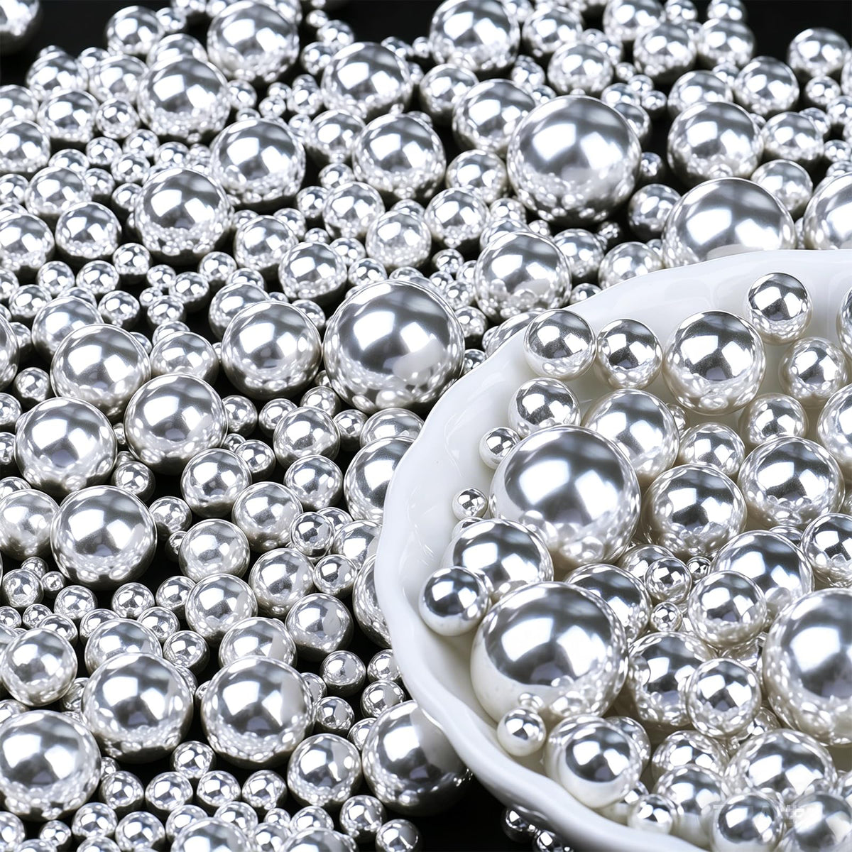 Black Pearl Sprinkles for Cake Decorating, 6 Sizes Edible Pearls Sugar