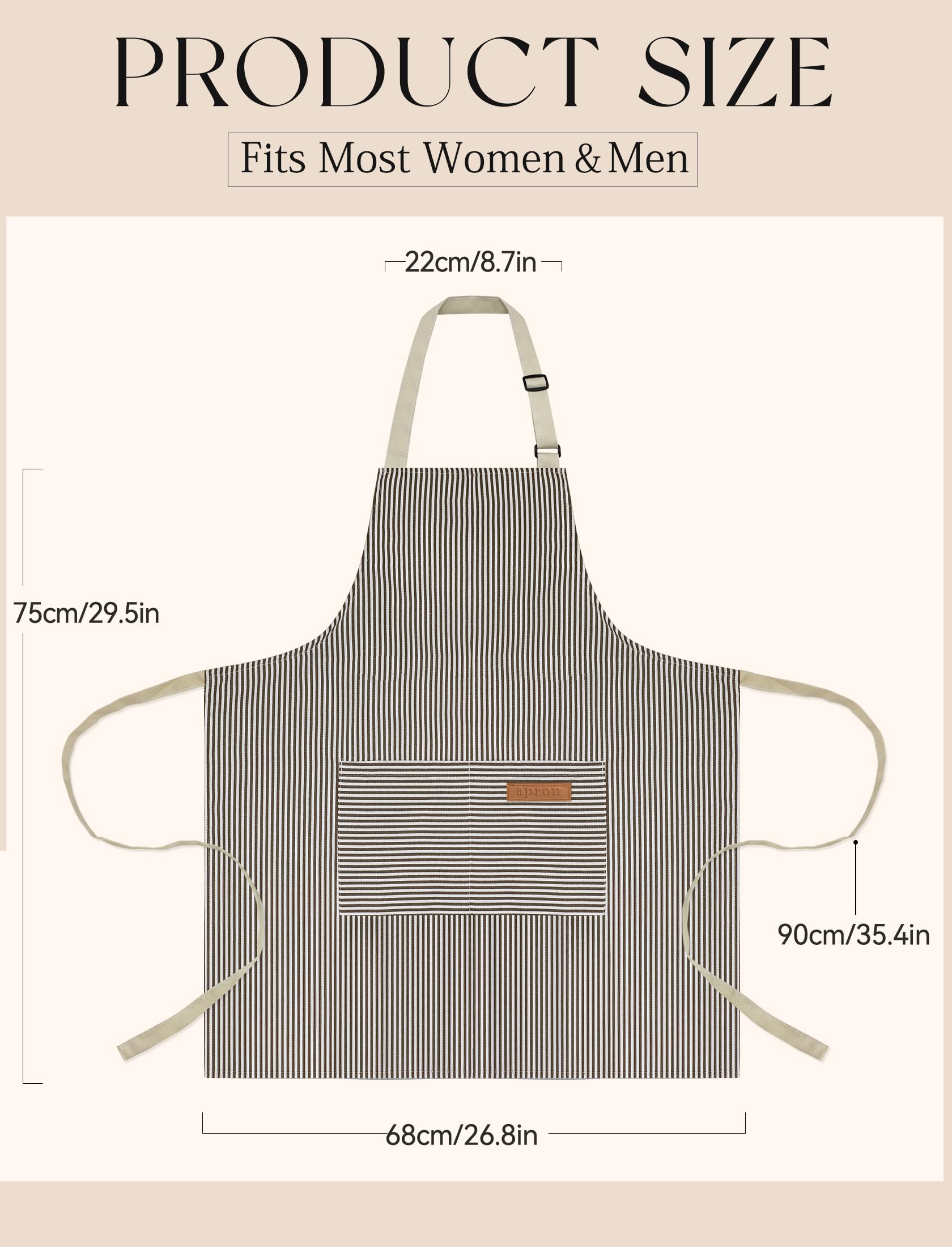 Cardkiss 2 Pack Kitchen Cooking Aprons, Soft Aprons for Women Men with 2 Pockets Chef Apron with Adjustable Neck Strap and Long Tie