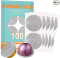 CAPMESSO Aluminum Foils Lids to Reuse Vertuoline Capsules Coffee Pods Compatible with Nespresso VertuoLine Machine 64mm(100/package)