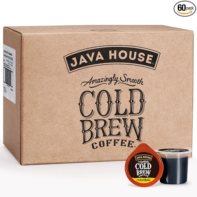 Java House Cold Brew Coffee, Colombian Medium Roast Coffee Concentrate Liquid Pods - 1.35 Fluid Oz (Pack of 60) Enjoy Hot or Iced