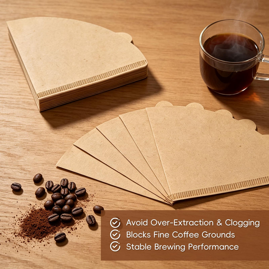 Gute 200Pcs Cone Coffee Filters 2-4 Cups,Unbleached Brown V02 for Pour Over