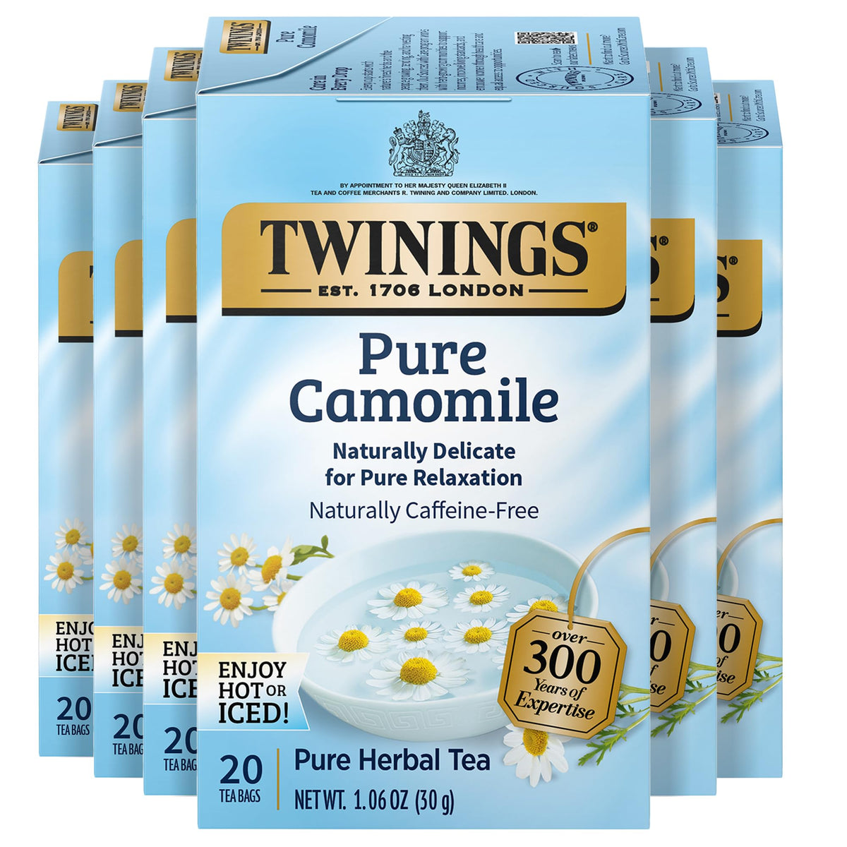 Twinings English Breakfast Black Tea Individually Wrapped Bags, 20 Count (Pack of 6), Flavourful, Robust, Caffeinated, Enjoy Hot or Iced, 120 Teabags
