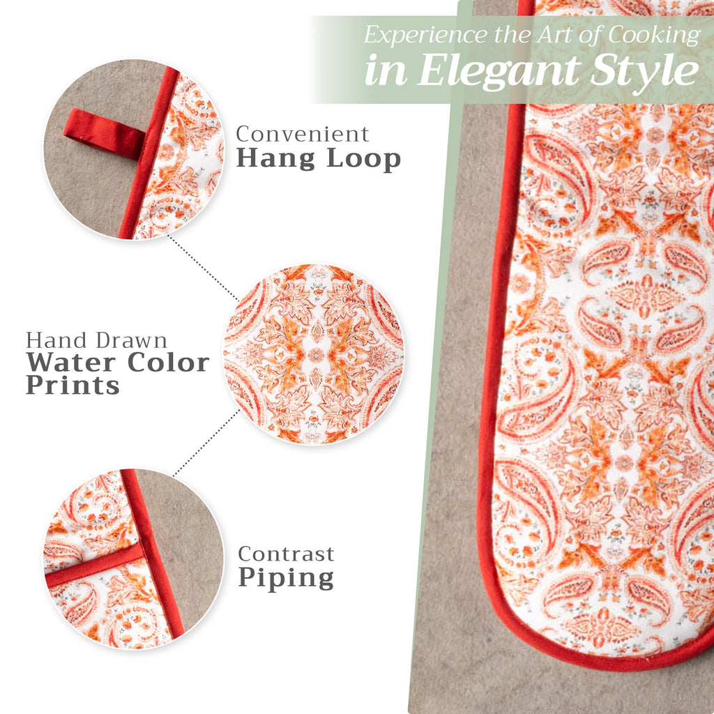 Maison d' Hermine Double Oven Mitts 100% Cotton Double Oven Glove (7"x35")