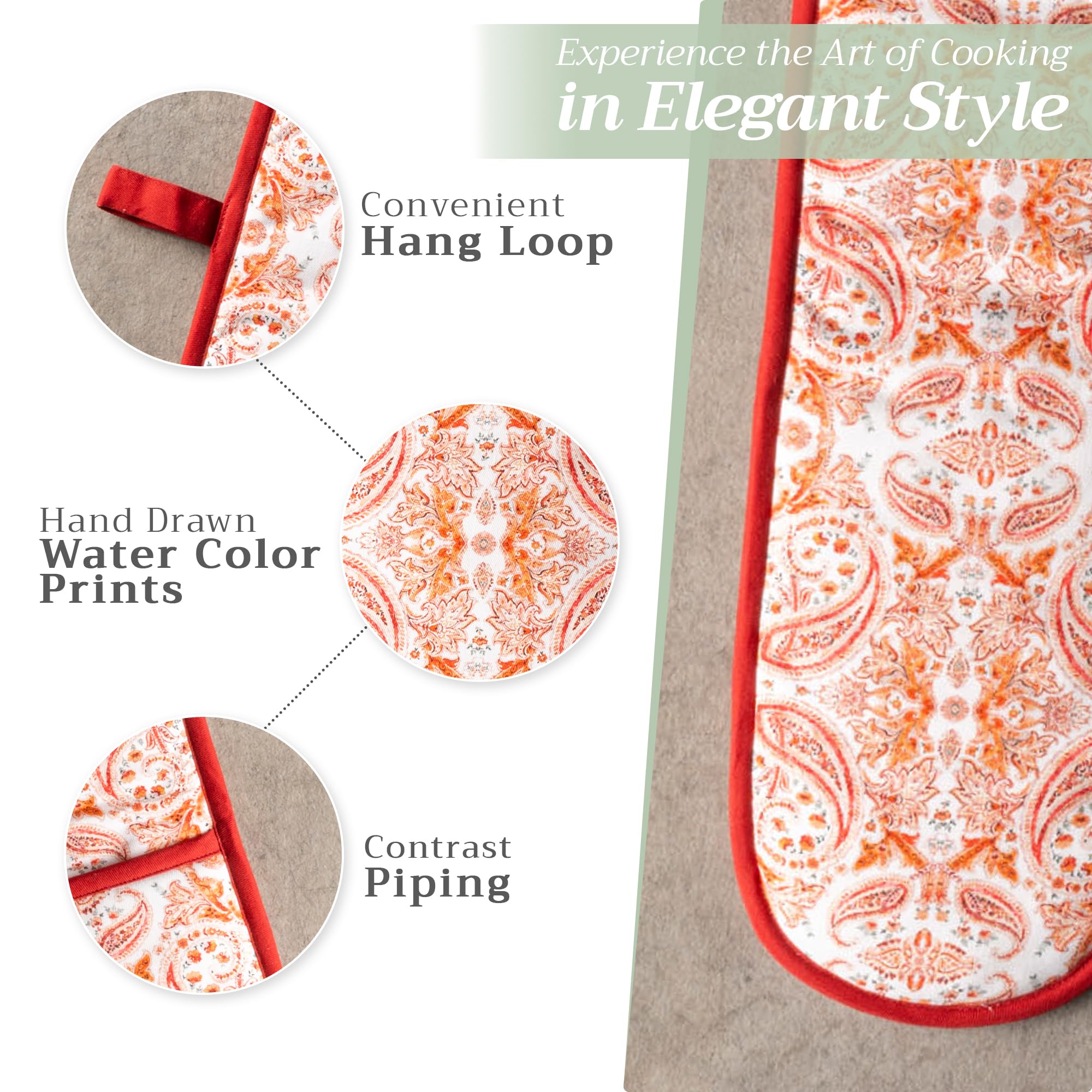 Maison d' Hermine Double Oven Mitts 100% Cotton Double Oven Glove (7"x35")