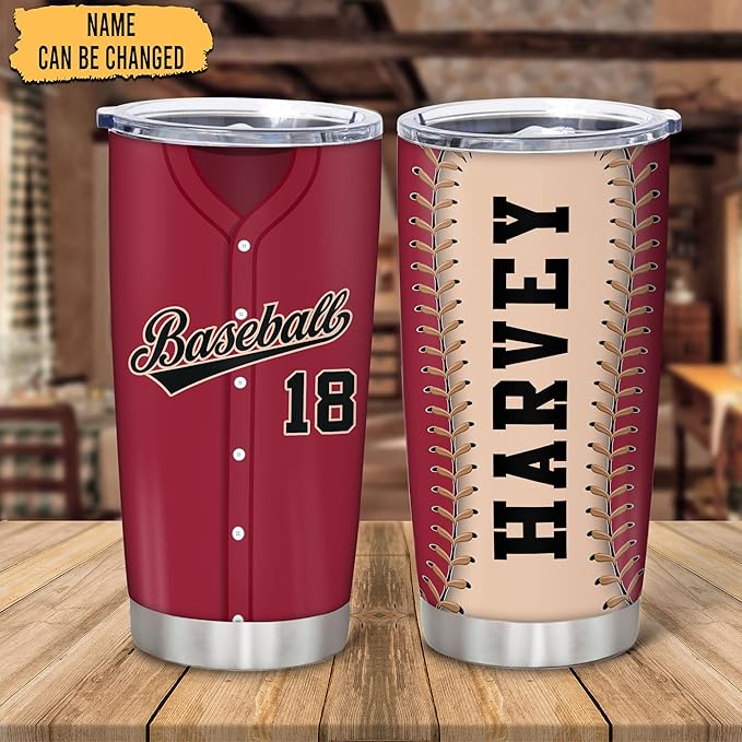 Hyturtle Personalized Baseball Tumbler Baseball Players Design Stainless Steel Double Walled Vacuum Insulated Tumblers 20oz30oz Coffee Travel Mug Cup Christmas Gift For Men Boys Friends Dad Sports Fan
