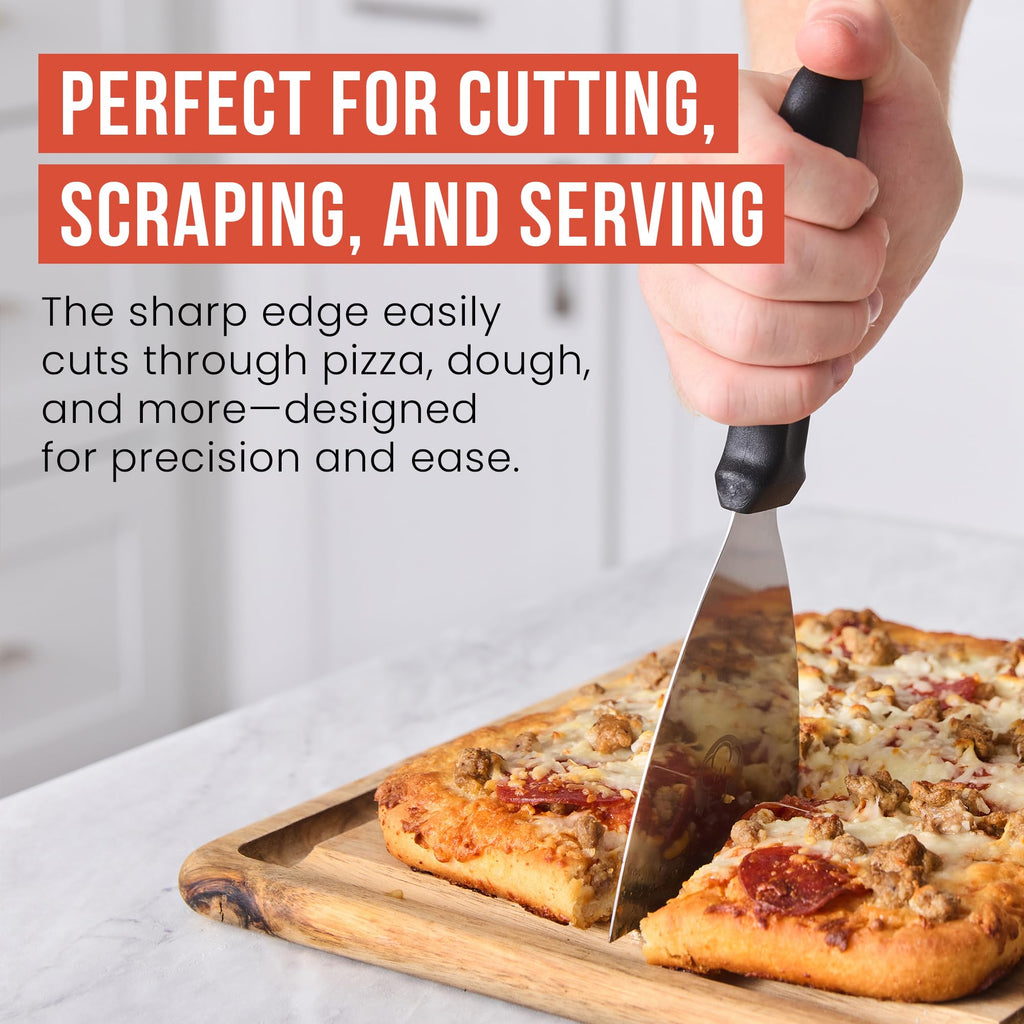 Chef Pomodoro Stainless Steel Bench Scraper, Pizza Dough Cutter, 4 inch