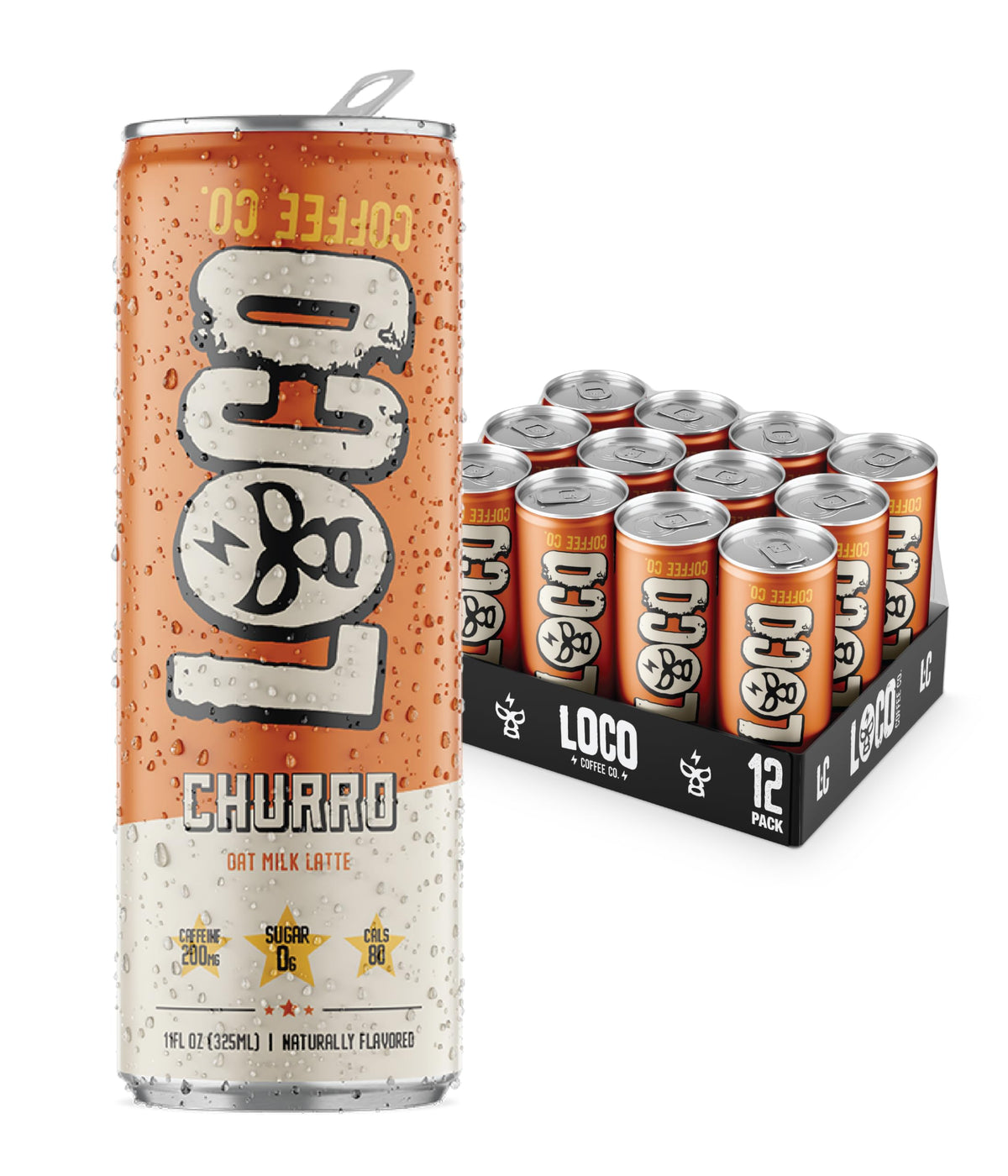 Loco Coffee Mocha Latte 11 Ounce Can, 12 Count | Zero Sugar, 200mg Caffeine | Gluten Free and Dairy Free | Low Calorie Iced Coffee