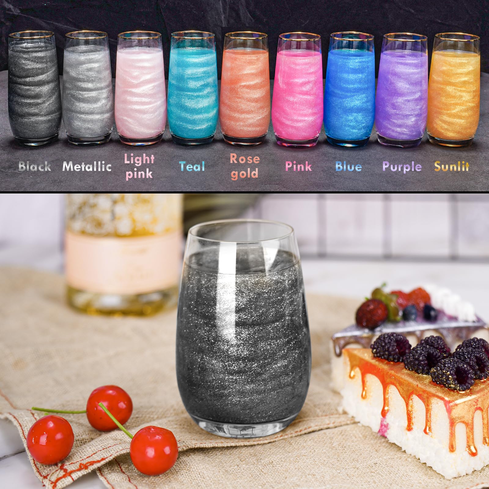 NiHome Edible Food-Grade Glitter Powder Glimmer Luster Dust for Drinks, 10g