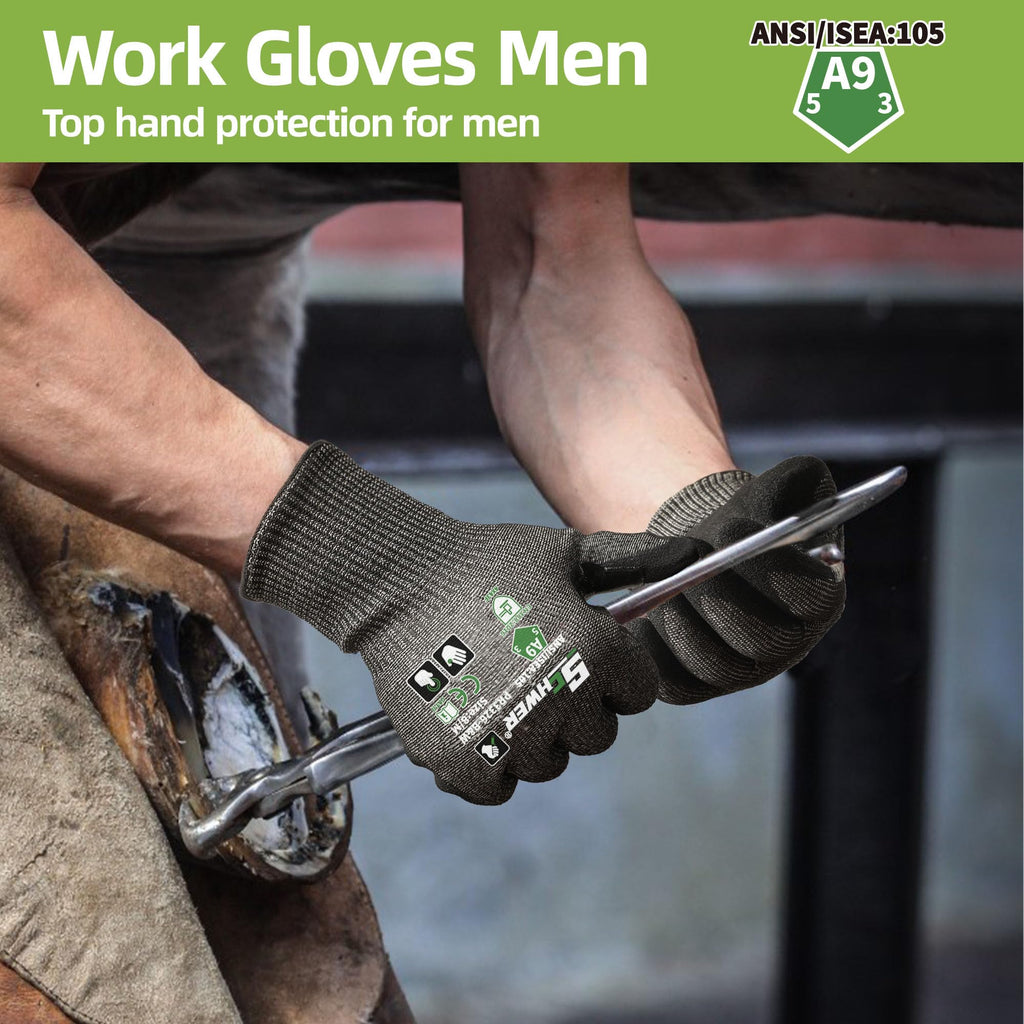 Schwer ProGuard High Level Cut Resistant Work Gloves PR3326 for Extreme Protection，ANSI A9 Cut Gloves with Reinforced Thumb, Non Slip, Durable, Touch-screen, Black 1 Pair（XXL）