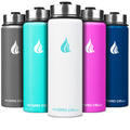 HYDRO CELL Stainless Steel Insulated Water Bottle with Straw - For Cold & Hot Drinks - Metal Vacuum Flask with Screw Cap and Modern Leakproof Sport Thermos for Adults (White 24oz)
