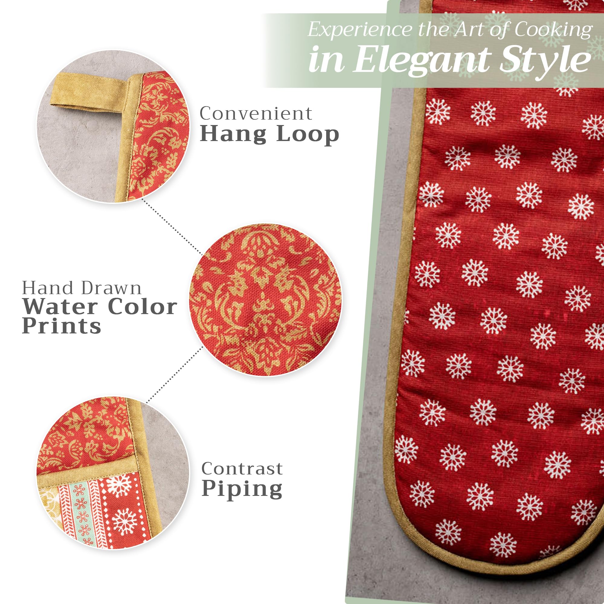 Maison d' Hermine Double Oven Mitts 100% Cotton Double Oven Glove (7"x35")