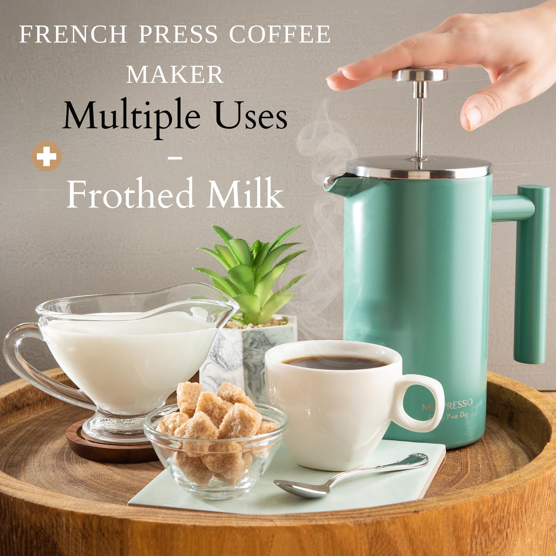 Mixpresso French Press Coffee Maker, 26 Oz Stainless Steel Coffee Press
