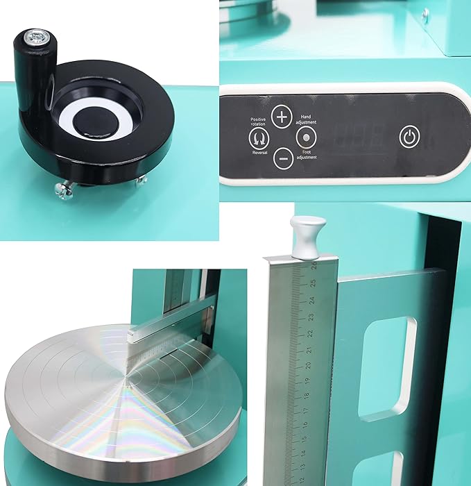 TECHTONGDA Cake Decorating Coating Machine Cream Spreading Automatic Frosting Turntable with Graduated Scraper 60-320RPM Rotating Speed for 4-12inch Cakes Green