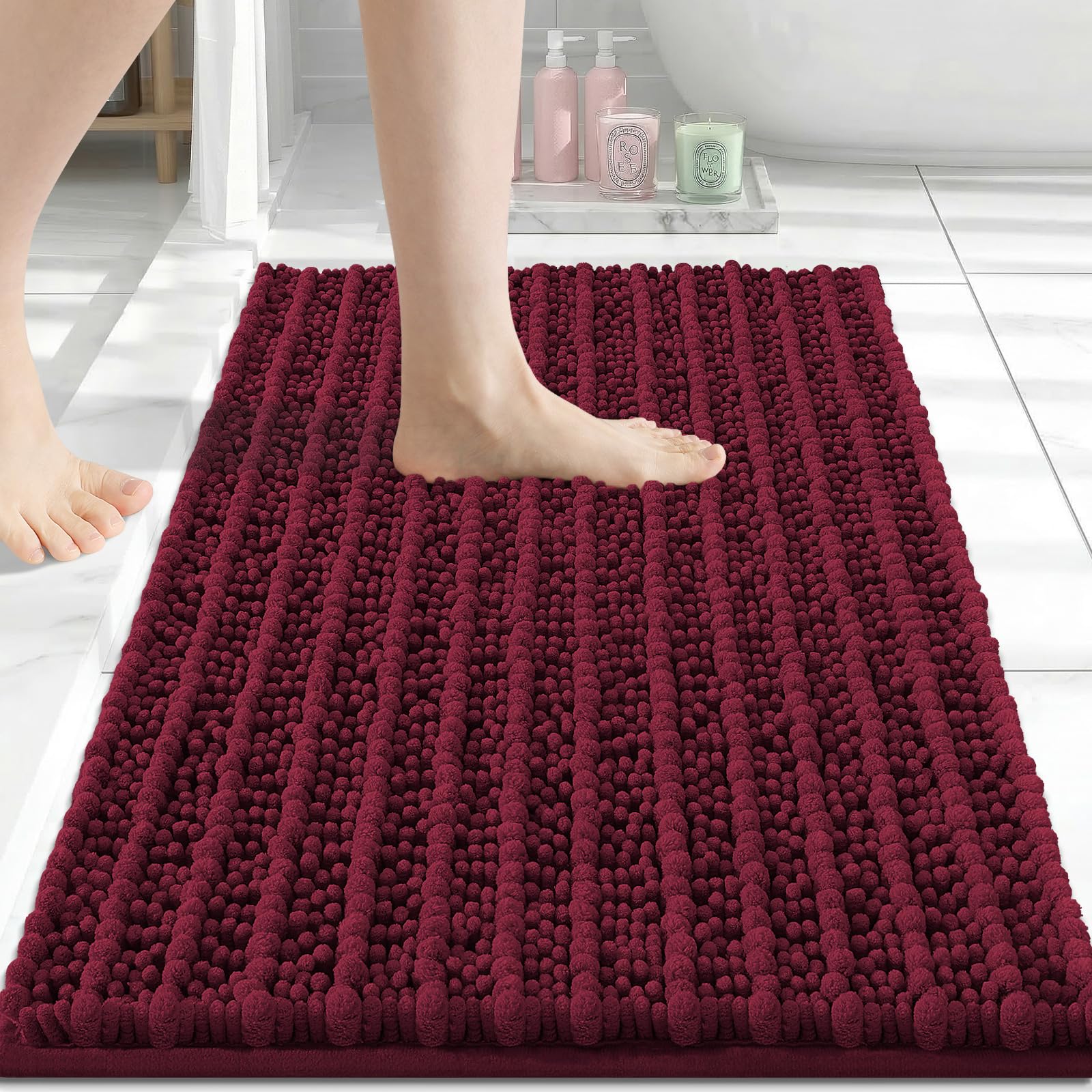 Arotive Bathroom Rugs Mat 30x17, Soft Absorbent Chenille Shaggy Bath Mat