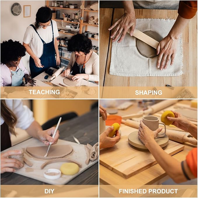 MECCANIXITY 8Pcs Pottery Teaching Rolling Mud Stick Guides, 13" x 0.8" Wood Clay Roller 3 6 9 12mm Thick Ceramic Tools Strips Rolling Guides for Clay Thickness DIY Craft