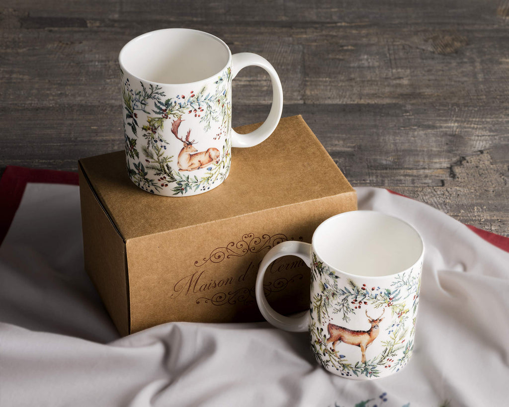 Maison d' Hermine Coffee Mug with Handles Tea Cups (12 Ounce, Pack of 2)