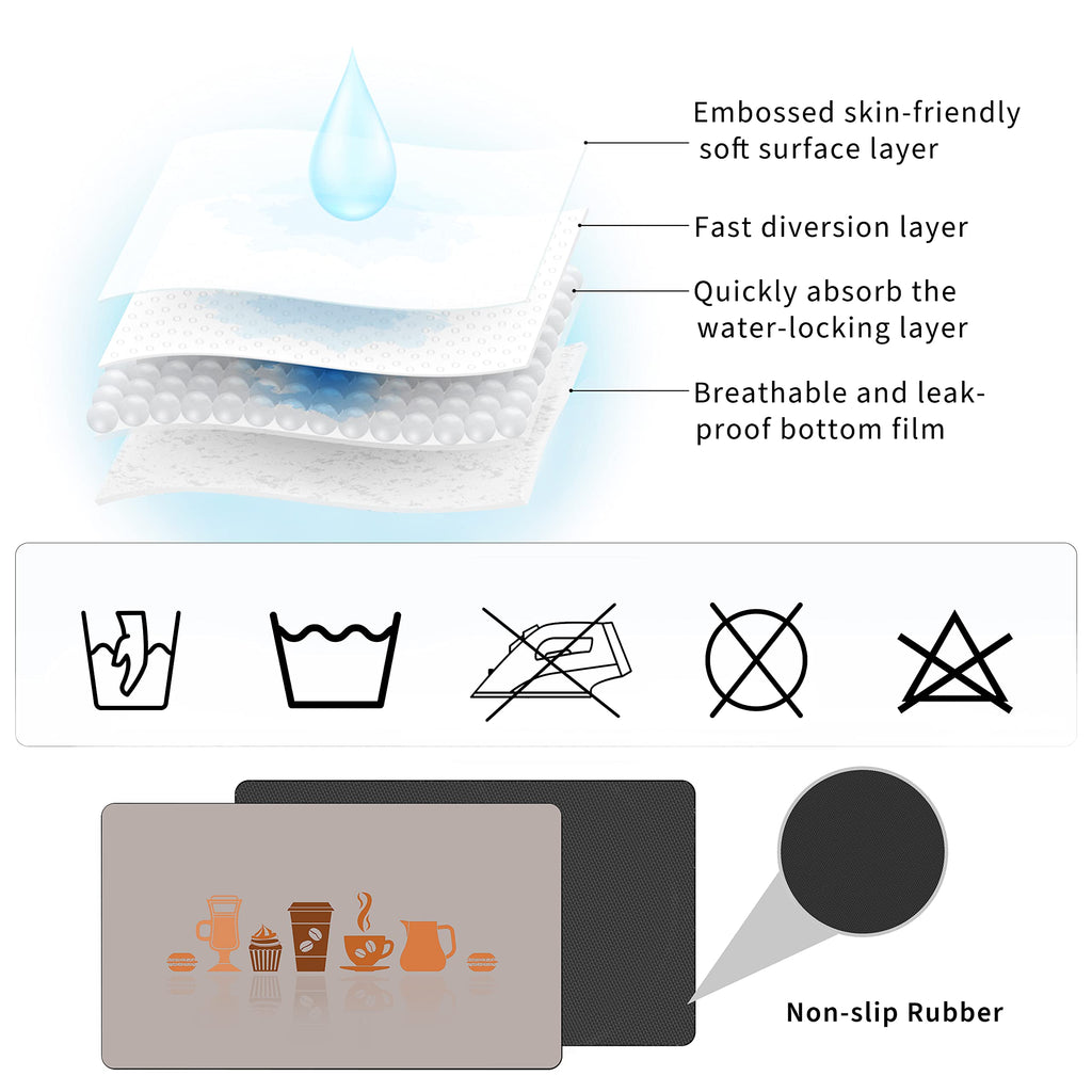 Golener Thick Coffee Maker Bar Mat Countertop,Quick dry mat,Bar Drying Mat,Coffee Bar Tray for Countertop,Coffee Nook Mat,Spill Mat